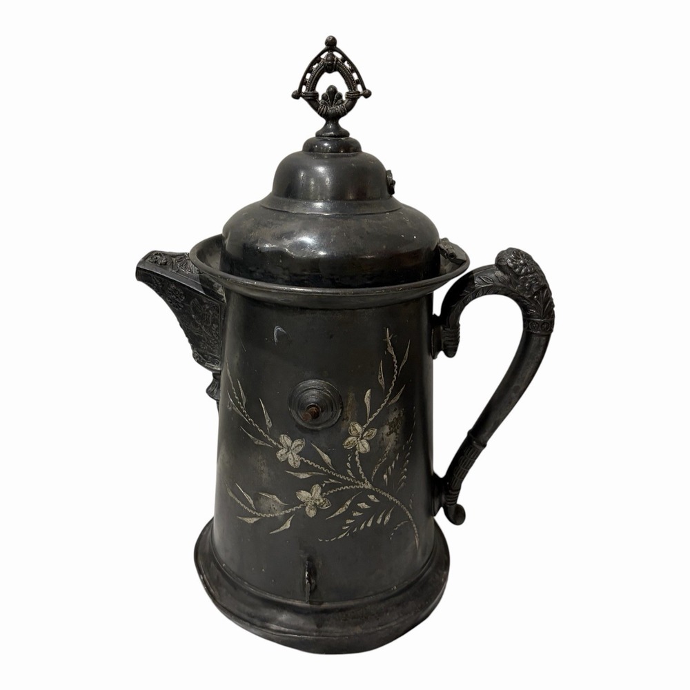 Antique Lexington s&p co quadruple plate Coffee Tea Pot‎ Floral Fancy 13" Inch